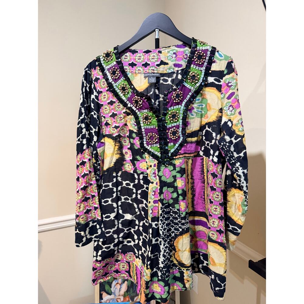 Chelsea & Theodore 100% Cotton tunic top xl unique details